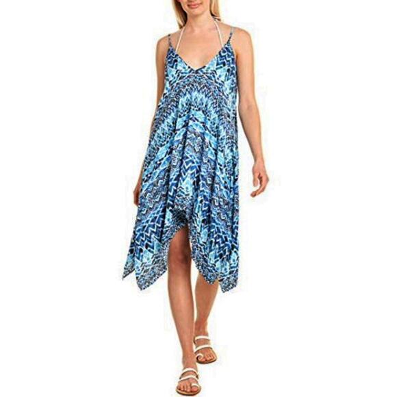 New! La Blanca Women's Blue Oasis Beach Cover-up Midi Dress Size: S/M - Picture 1 of 3